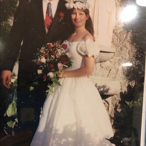 Ivory off the shoulder Ball Gown Wedding Dress